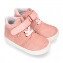 Kids OKAA CASUAL Ankle boot shoes tennis style with elastic laces in suede leather.