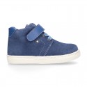 Kids OKAA CASUAL Ankle boot shoes tennis style with elastic laces in suede leather.