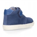 Kids OKAA CASUAL Ankle boot shoes tennis style with elastic laces in suede leather.