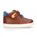 Kids OKAA CASUAL Ankle boot shoes tennis style with elastic laces in TAN Nappa leather.