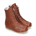 Girls Pascuala style ankle boots in TAN Nappa leather.