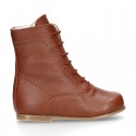 Girls Pascuala style ankle boots in TAN Nappa leather.