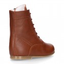 Girls Pascuala style ankle boots in TAN Nappa leather.