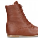 Girls Pascuala style ankle boots in TAN Nappa leather.