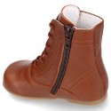 Girls Pascuala style ankle boots in TAN Nappa leather.