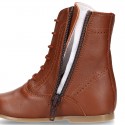 Girls Pascuala style ankle boots in TAN Nappa leather.