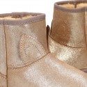 SHINY Suede leather Australian style Boot shoes with POMPOM and EARS design and fake hair lining.