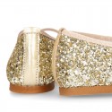 GOLD GLITTER classic Ballet flat shoes with elastic band.