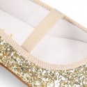 GOLD GLITTER classic Ballet flat shoes with elastic band.