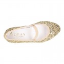 GOLD GLITTER classic Ballet flat shoes with elastic band.