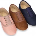 Autumn winter CROCO canvas Kids LACES UP shoes with ties closure.