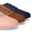 Autumn winter CROCO canvas Kids LACES UP shoes with ties closure.