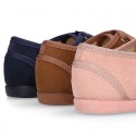 Autumn winter CROCO canvas Kids LACES UP shoes with ties closure.