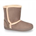 Autumn winter canvas AUSTRALIAN style kids boot shoes with hook and loop strap closure and sneaker sole.