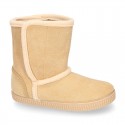 Autumn winter canvas AUSTRALIAN style kids boot shoes with hook and loop strap closure and sneaker sole.