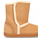 Autumn winter canvas AUSTRALIAN style kids boot shoes with hook and loop strap closure and sneaker sole.