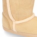 Autumn winter canvas AUSTRALIAN style kids boot shoes with hook and loop strap closure and sneaker sole.