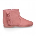 Girl Ankle boot shoes with RUFFLES in MAKE UP PINK Serratex autumn-winter canvas.