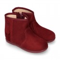 Girl Ankle boot shoes with RUFFLES in AUTUMN WINTER colors Serratex canvas.