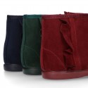 Girl Ankle boot shoes with RUFFLES in AUTUMN WINTER colors Serratex canvas.