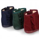 Girl Ankle boot shoes with RUFFLES in AUTUMN WINTER colors Serratex canvas.