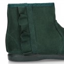 Girl Ankle boot shoes with RUFFLES in AUTUMN WINTER colors Serratex canvas.