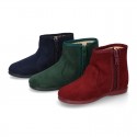 Girl Ankle boot shoes with RUFFLES in AUTUMN WINTER colors Serratex canvas.