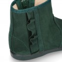 Girl Ankle boot shoes with RUFFLES in AUTUMN WINTER colors Serratex canvas.