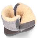 ESKIMO style kids boot shoes with hook and loop strap closure in Suede leather with FAKE HAIR.