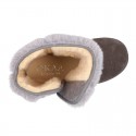 ESKIMO style Large kids boot shoes with hook and loop strap closure in Suede leather with FAKE HAIR.