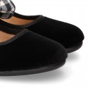 Black velvet canvas Mary Jane shoes with VICHY RIBBON design.