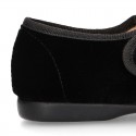 Black velvet canvas Mary Jane shoes with VICHY RIBBON design.