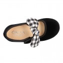 Black velvet canvas Mary Jane shoes with VICHY RIBBON design.