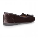 Autumn winter velvet canvas Girl Ballet flats with big bow.