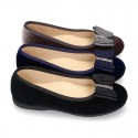 Autumn winter velvet canvas Girl Ballet flats with big bow.