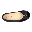 Autumn winter velvet canvas Girl Ballet flats with big bow.