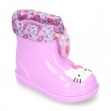 Little HELLO KITTY Rain boots with adjustable neck for little kids.