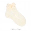 COTTON OPENWORK SHORT SOCKS WITH BOW BY CONDOR