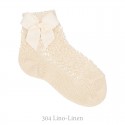 COTTON OPENWORK SHORT SOCKS WITH BOW BY CONDOR