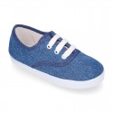 Cotton Canvas sneakers or bamba shoes with laces closure.