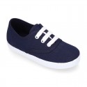 Cotton Canvas sneakers or bamba shoes with laces closure.