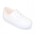 Cotton Canvas sneakers or bamba shoes with laces closure.