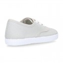 Cotton Canvas sneakers or bamba shoes with laces closure.