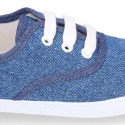 Cotton Canvas sneakers or bamba shoes with laces closure.