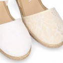 Special Girl CEREMONY espadrille shoes with laces and little wedge design.