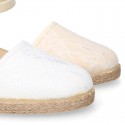 Special Girl CEREMONY espadrille shoes with laces and little wedge design.