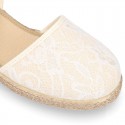 Special Girl CEREMONY espadrille shoes with laces and little wedge design.