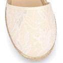 Special Girl CEREMONY espadrille shoes with laces and little wedge design.