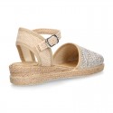 Special Girl CEREMONY espadrille shoes with laminated Raffia and little wedge design.