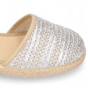 Special Girl CEREMONY espadrille shoes with laminated Raffia and little wedge design.